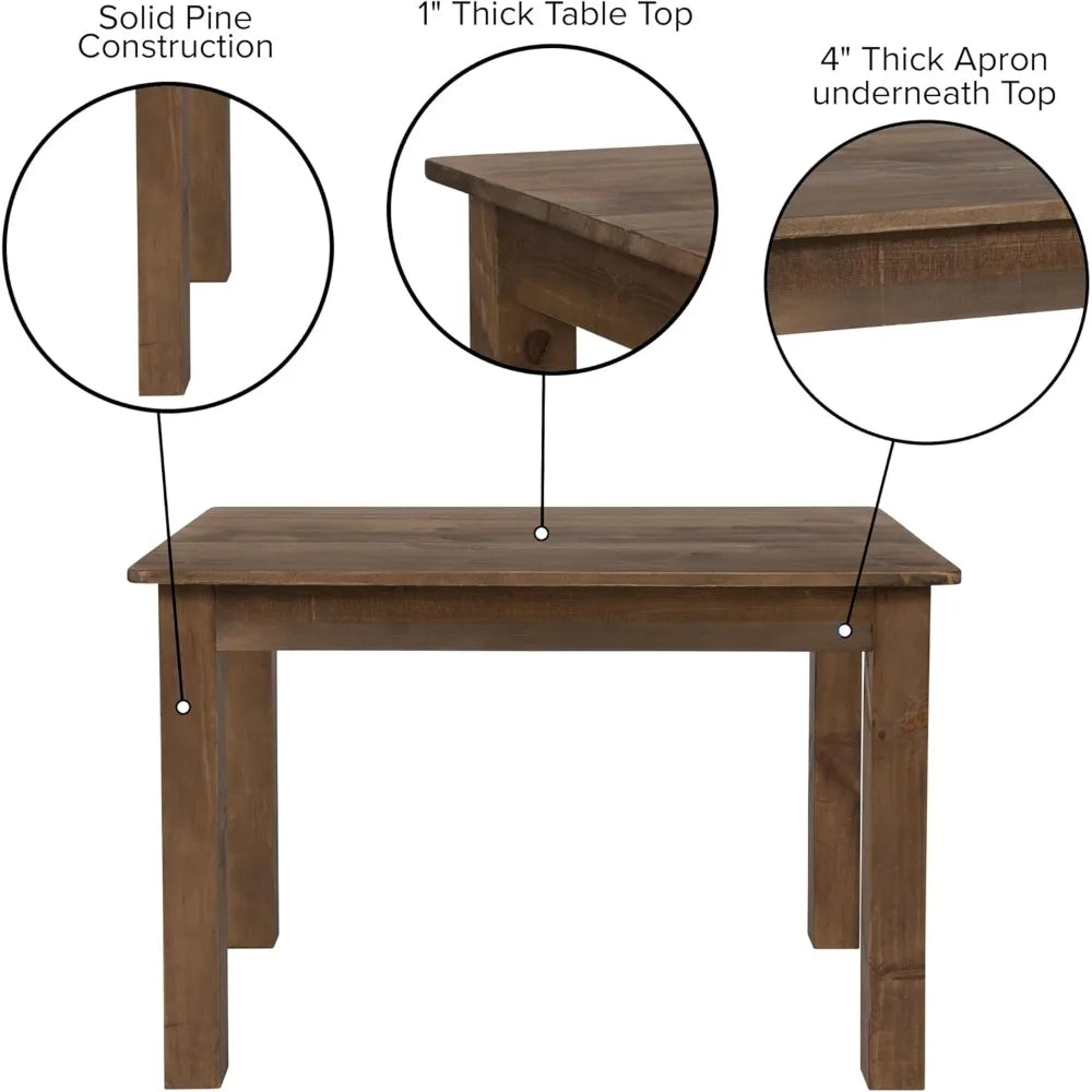 Antique Rustic Solid Pine Farm Dining Table