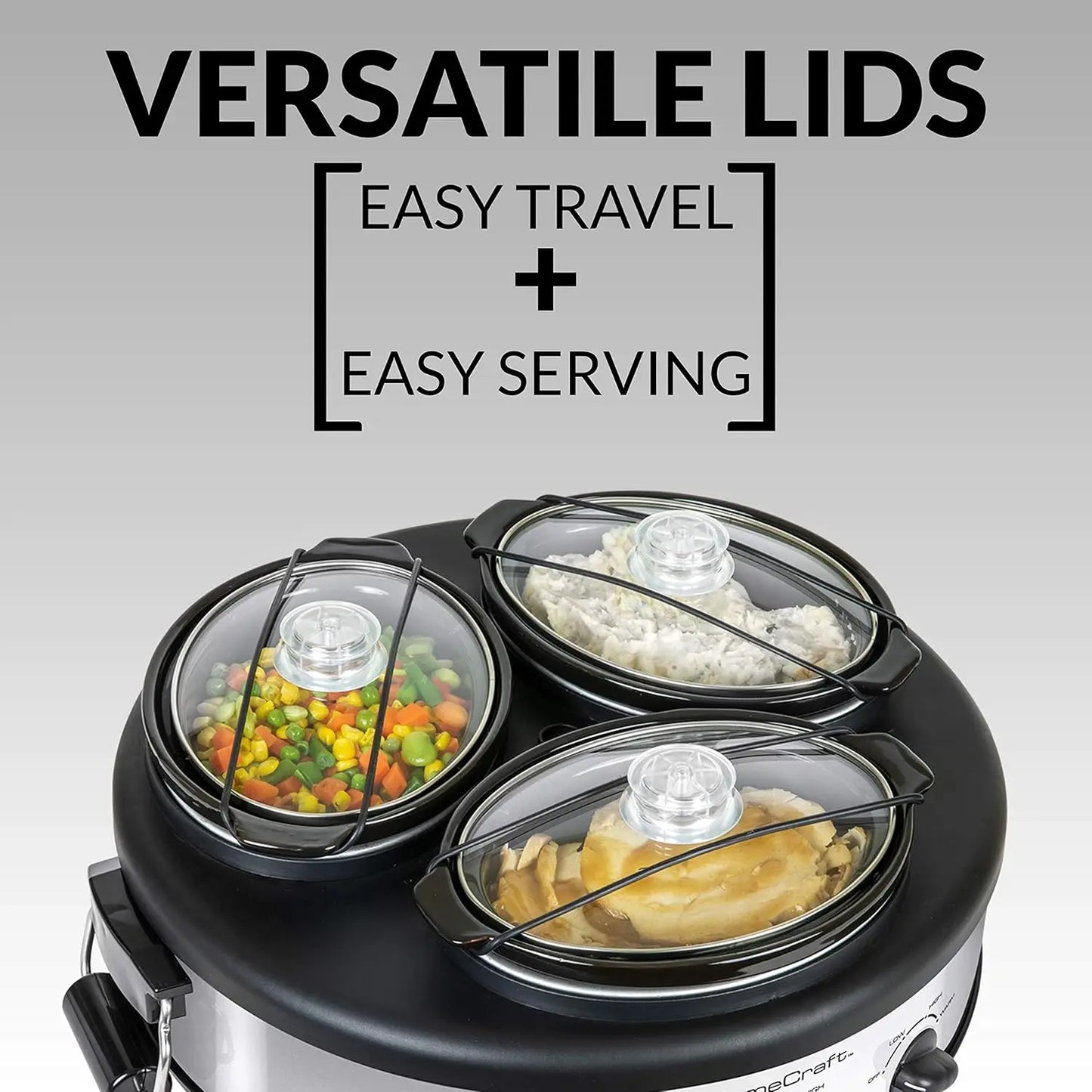 Triple Round Oval 1.5 Quart Cooker Buffet