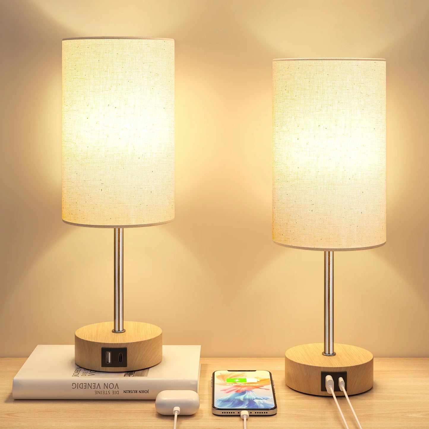 2 Pack 14" Table Lamp for Bedroom