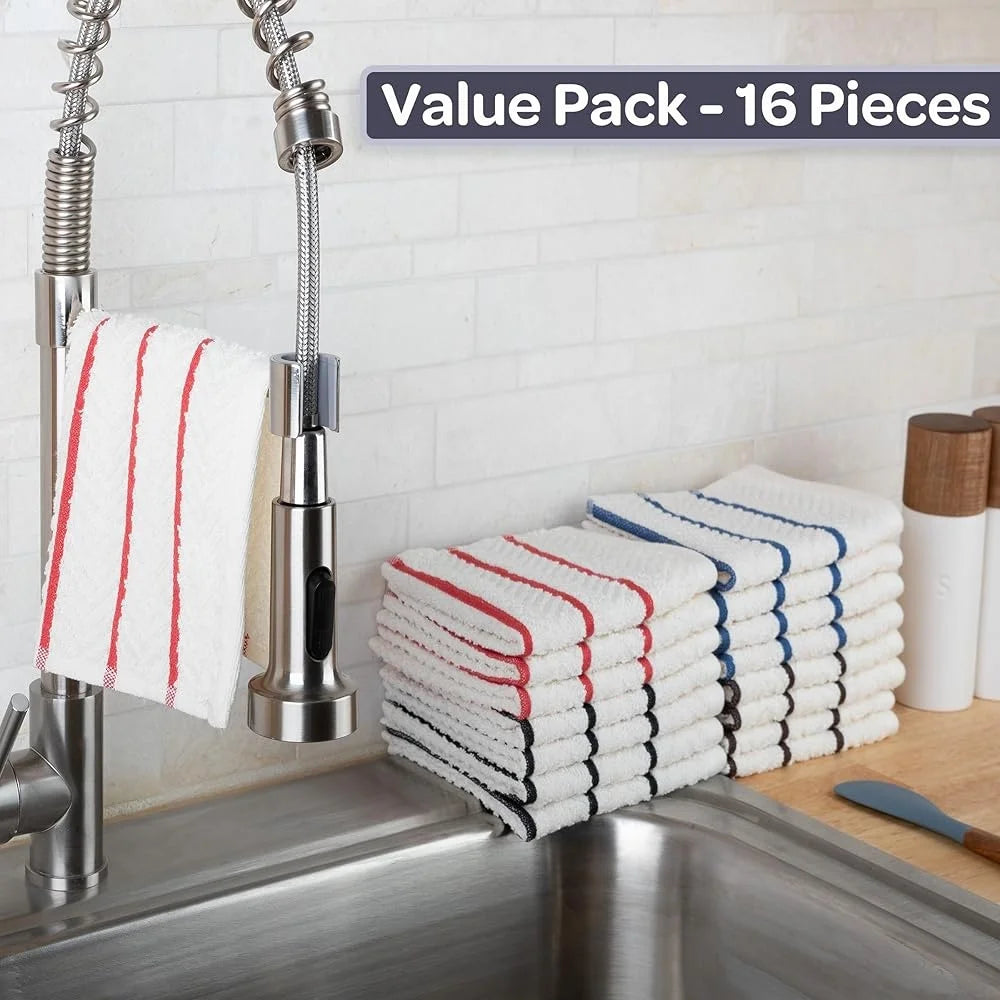 16-Pack Cotton Soft Absorbent Kitchen Towels