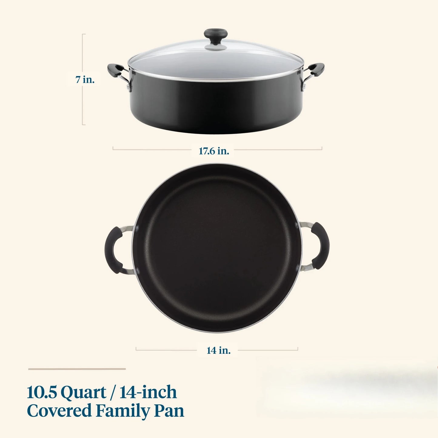 14" Nonstick Pan, Large Cookware with Lid