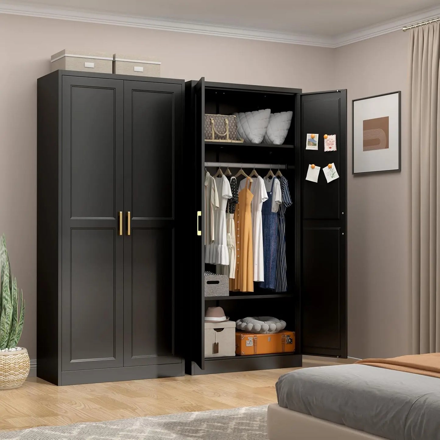 Wardrobe Closet  with 2 Adjustable Shelves,